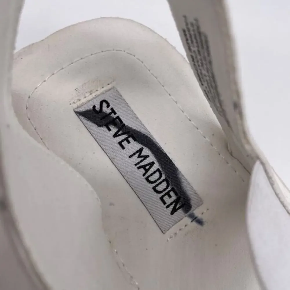 Steve Madden Women's Justine Open Toe White Leather‎ Sandals Size 10M